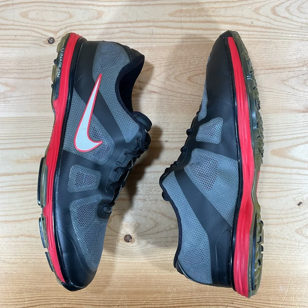 Nike Hyperfuse Lunar Ascend Golf Shoes # 483841-001 Men’s Size 11 Black Grey Red